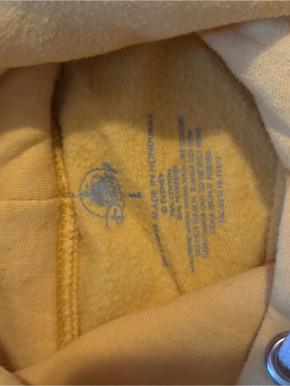 Disney Pale Yellow Fleece Hoodie with Logo Print